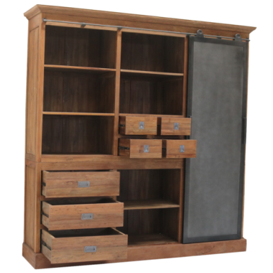 teakhouten boekenkast met metaal