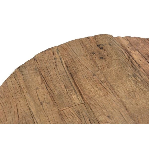 ronde eettafel van grof hout