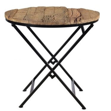 ronde eettafel van grof hout