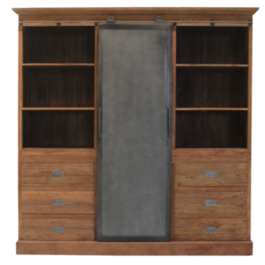 teakhouten boekenkast met metaal