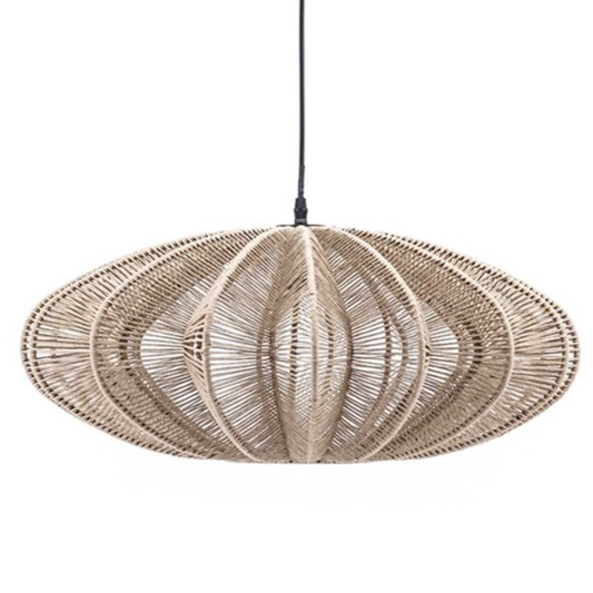 Plafondlamp zwart en naturel